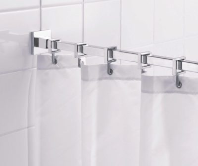 Croydex - Square Shower Curtain Rod and Rings - Chrome